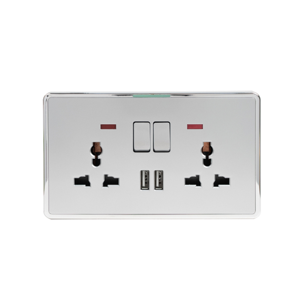 Double Universal Socket with USB — Series 08