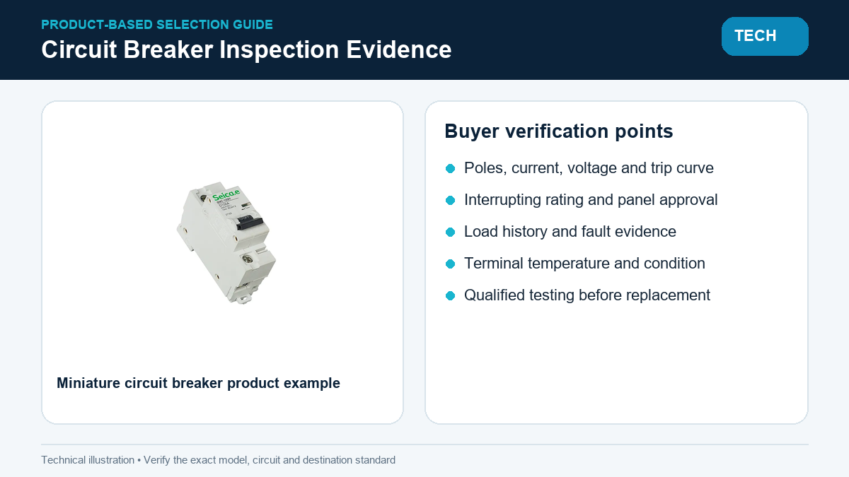 Miniature circuit breaker with safety inspection and test checklist