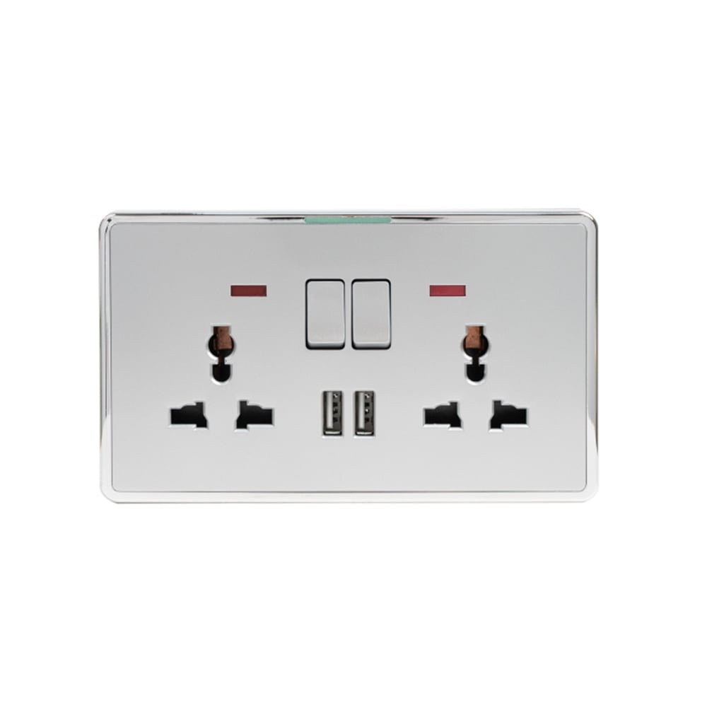 ABUK double universal wall socket with integrated USB ports