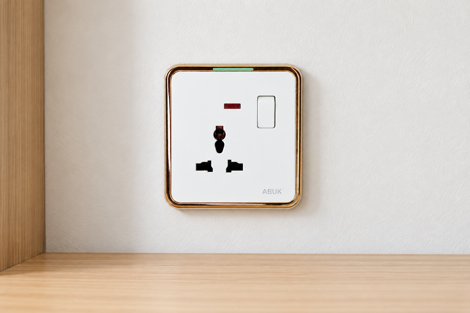 ABUK wall socket naturally installed in a clean indoor project setting