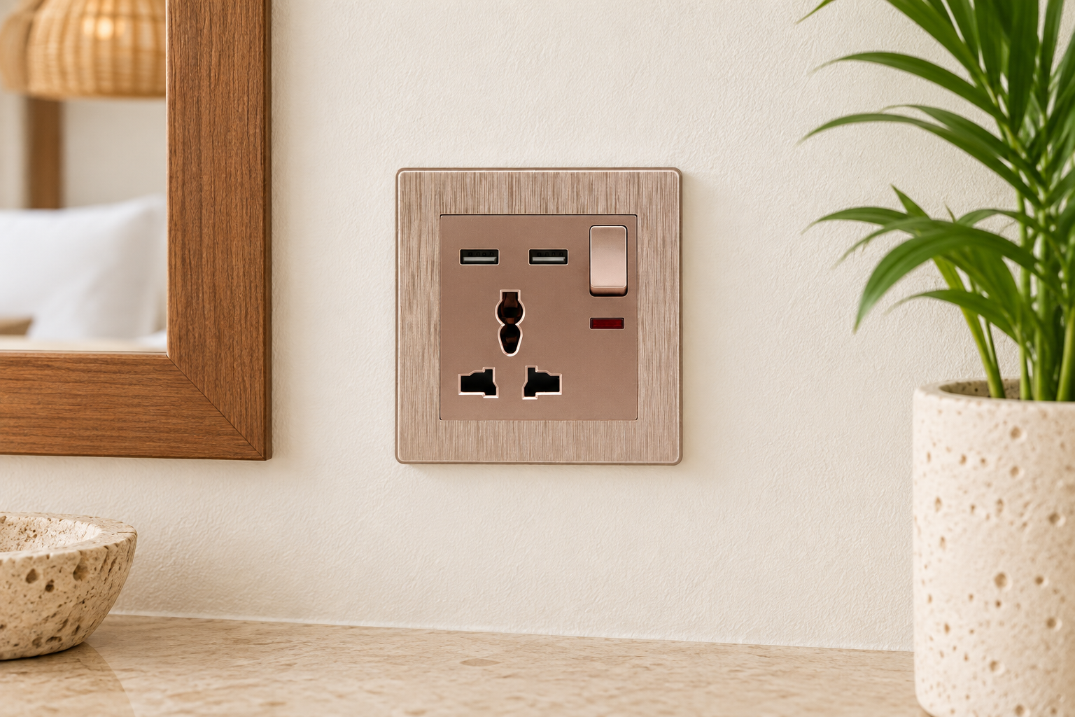 ABUK wall socket in an indoor application used for outlet-compatibility planning