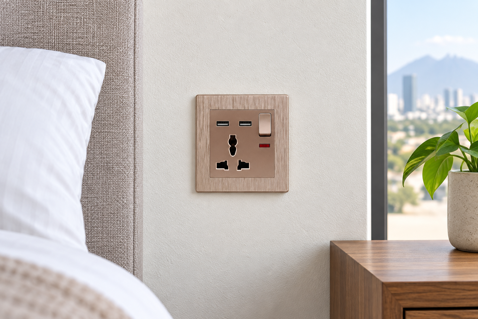 Professional ABUK socket installation in a tidy commercial interior