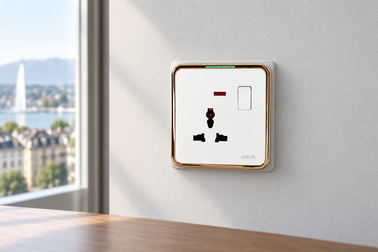 Close application view of an ABUK wall socket for plug-compatibility planning