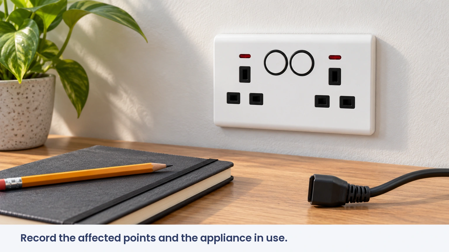 Record the affected points and the appliance in use.