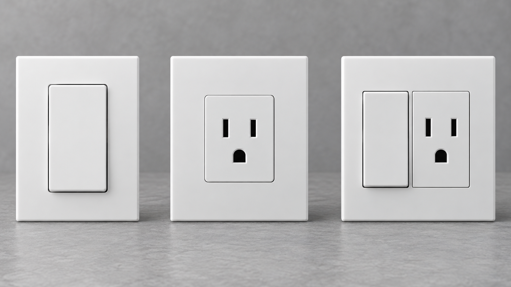 Comparison of generic wall switch, grounded socket and combined switch-socket configurations